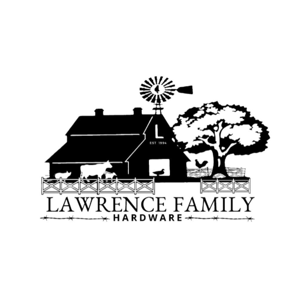 Lawrence family hardware logo on the display